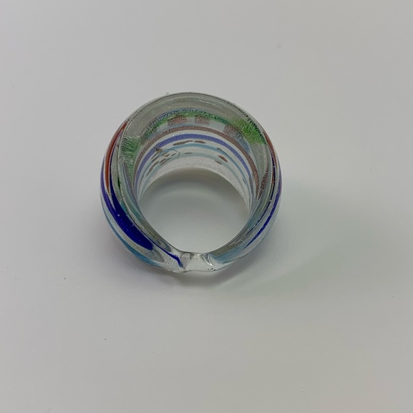 Multi Colored Glass Ring Size 7.5-8 - Picture 3 of 4